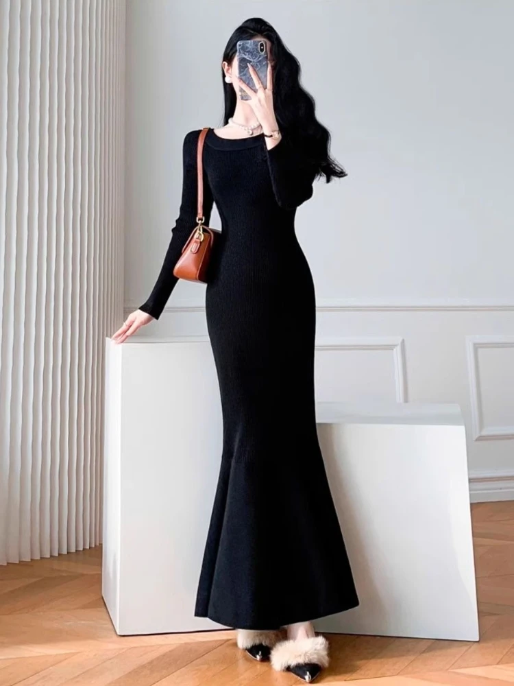 Fishtail Crochet Dresses for Women Clearance Sale Casual Korean Trend Comfortable High Quality Cool Y2k Red Woman Knitted Dress