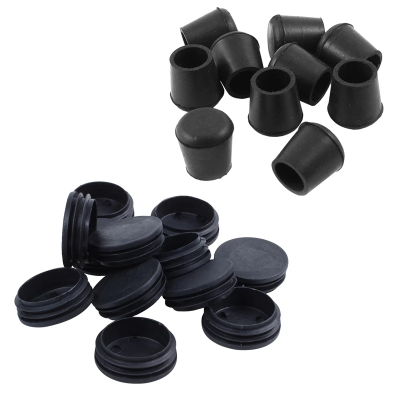 

10 Pcs Rubber Cone Shape Desk Feet Protector Chair Leg Tip Pad With 12 Pcs Blanking End Round Tube Inserts Cap Cover