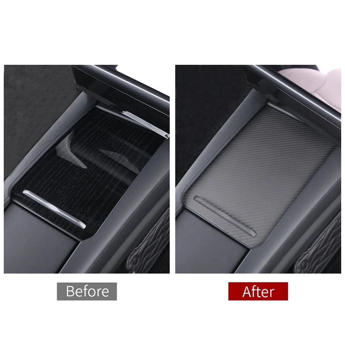 Carbon Fiber Car Center Console Storage Box Panel Cover Trim for Tesla Model S X Interior Accessories MatteJADD