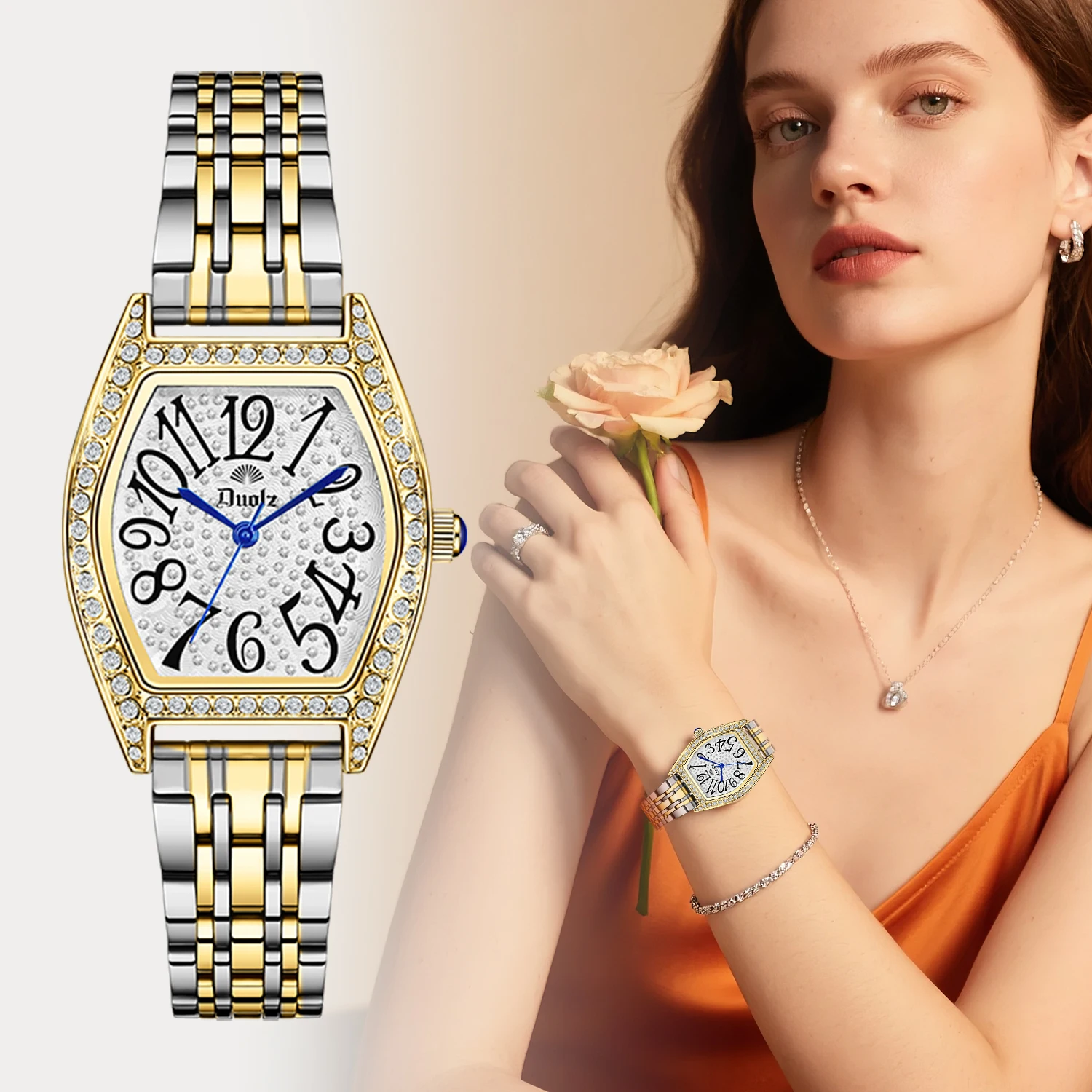 

Классические модные женские часы с арабскими цифрами, простые деловые водонепроницаемые кварцевые женские часы с ремешком из нержавеющей стали, часы для W