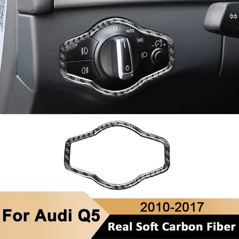 

For Audi Q5 2010-2017 Carbon Fiber Car Headlight Adjustment Panel Trim Frame Decorative Sticker Auto Interior Accessories