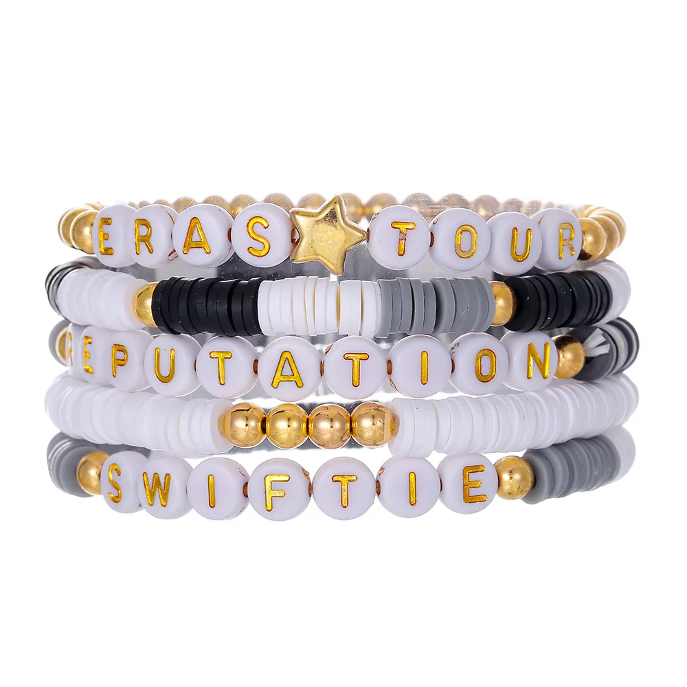 Purple Bohemian Style Bracelet Charm 5PCS/Lot Acrylic Soft Pottery Bracelet Cassical Fashion Jewelry 2024 image 5