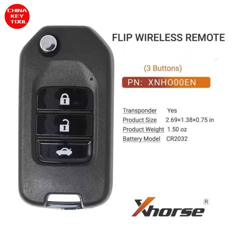 1PCS Xhorse Wireless Flip Remote Key For Honda Style 3 Buttons XNHO00EN