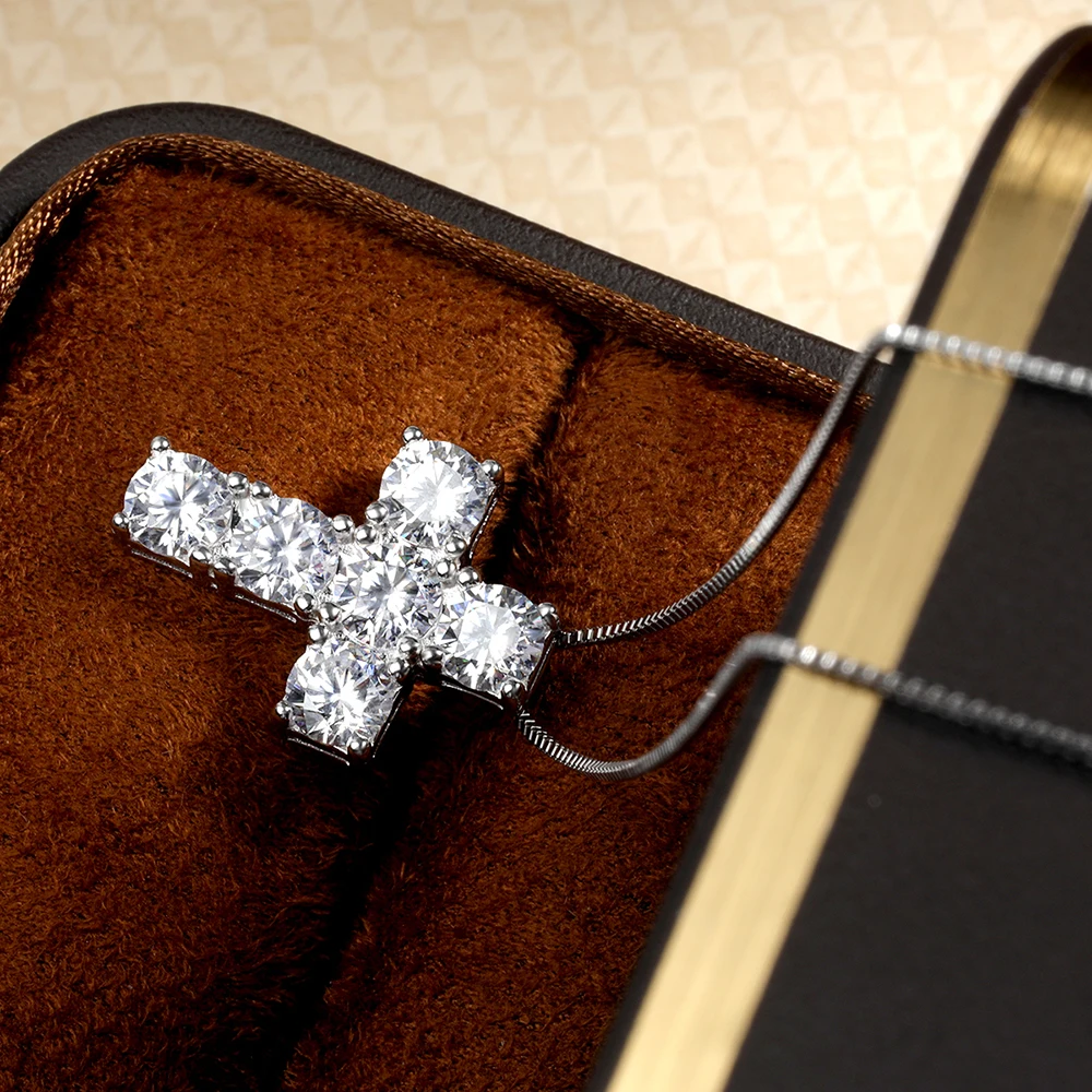 الصفاء 3ct D اللون مويسانيتي الصليب قلادة للنساء الرجال هدية 100% S925 فضة قلادة سلسلة عنق غرامة مجوهرات GRA