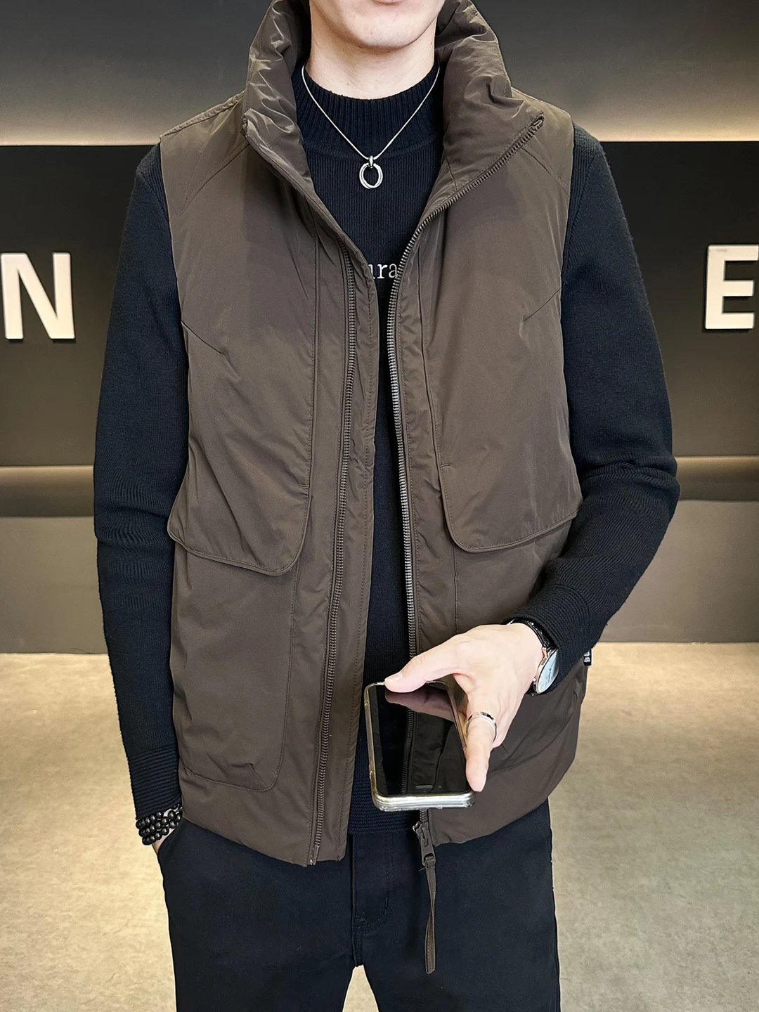 

Loose Men's down Jaet Du down Vest Warmth Outerwear Polyester Fabric Youthful Daily Wear Thiened Winter Coat