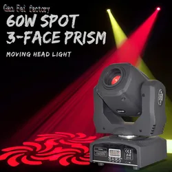 Stage Lights Moving Head Light 8 Gobos 8 Colors 12 Channels LED 60W Spotlight DMX 512 with Sound Activated for Wedding DJ Party
