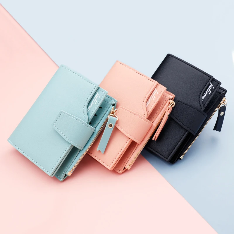 Новый кожаный женский кошелек с застежкой, маленький и тонкий карман для монет, женские кошельки, держатели для карт, роскошные брендовые кошельки, дизайнерский кошелек