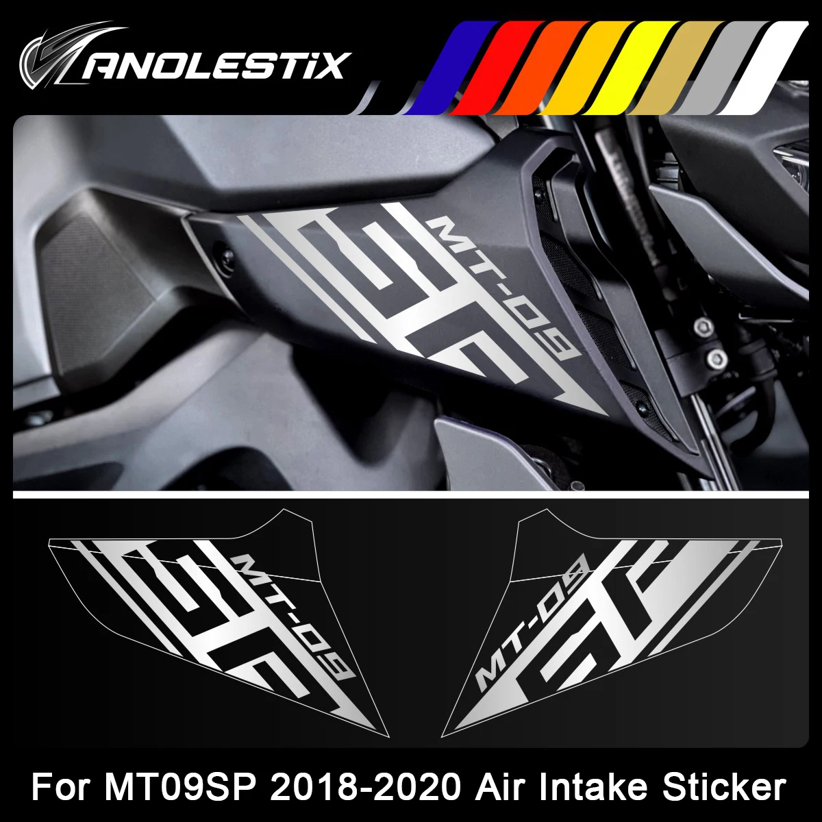 AnoleStix Set Logo moto riflettente decalcomanie emblema presa d'aria per YAMAHA MT09SP MT-09SP 2018 2019 2020 2020