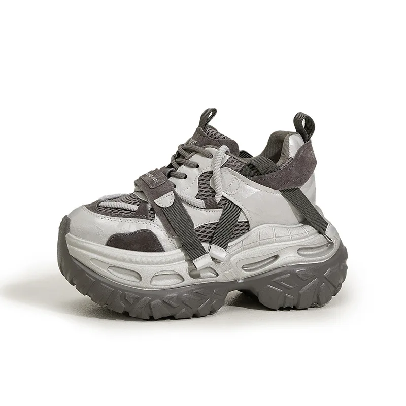 

Women's Dad Shoes with Hidden Heel Height Increase Casual Sports Thick Bottom Leather Breathable Mesh Surface Shoe