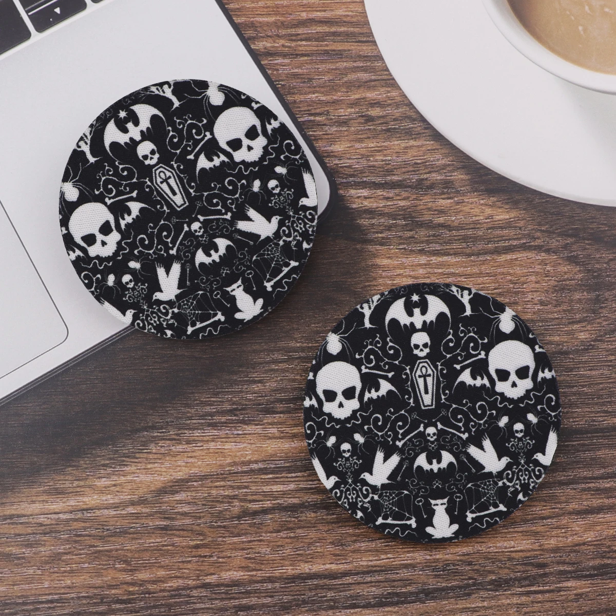 2pcs Halloween Skeleton Car Coasters Punk Waterproof Non-slip Cup Holder Women Men Car Interior Decorations