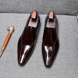 HNXC Handmade Mens Wedding Oxford Shoes Black Blue Genuine Leather Luxury Designer Dress Shoe Men Slip On Formal Loafers Shoes