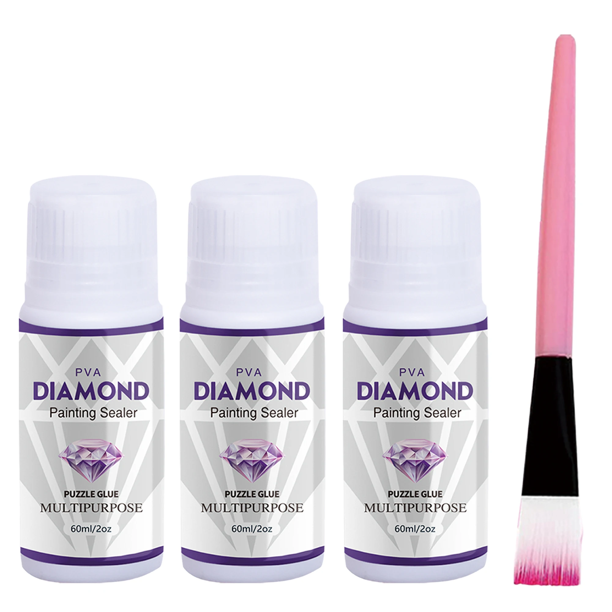 2 In 1 60 ML/200 ML Diamond Painting Sealer 5D Diamond Painting Art Lijm En Siliconen Borstel Permanente Hold & Shine Effect Sealer