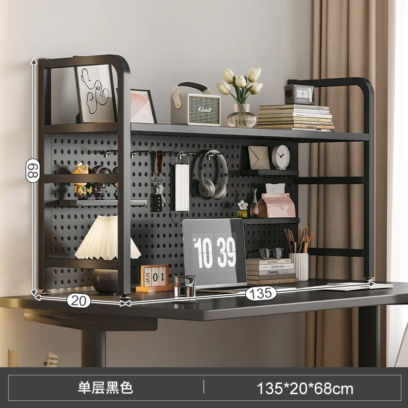 Table Hole Board Shelf Study Table Wrought Iron Multi-layer Storage Shelf Student Desktop Storage Bookshelf