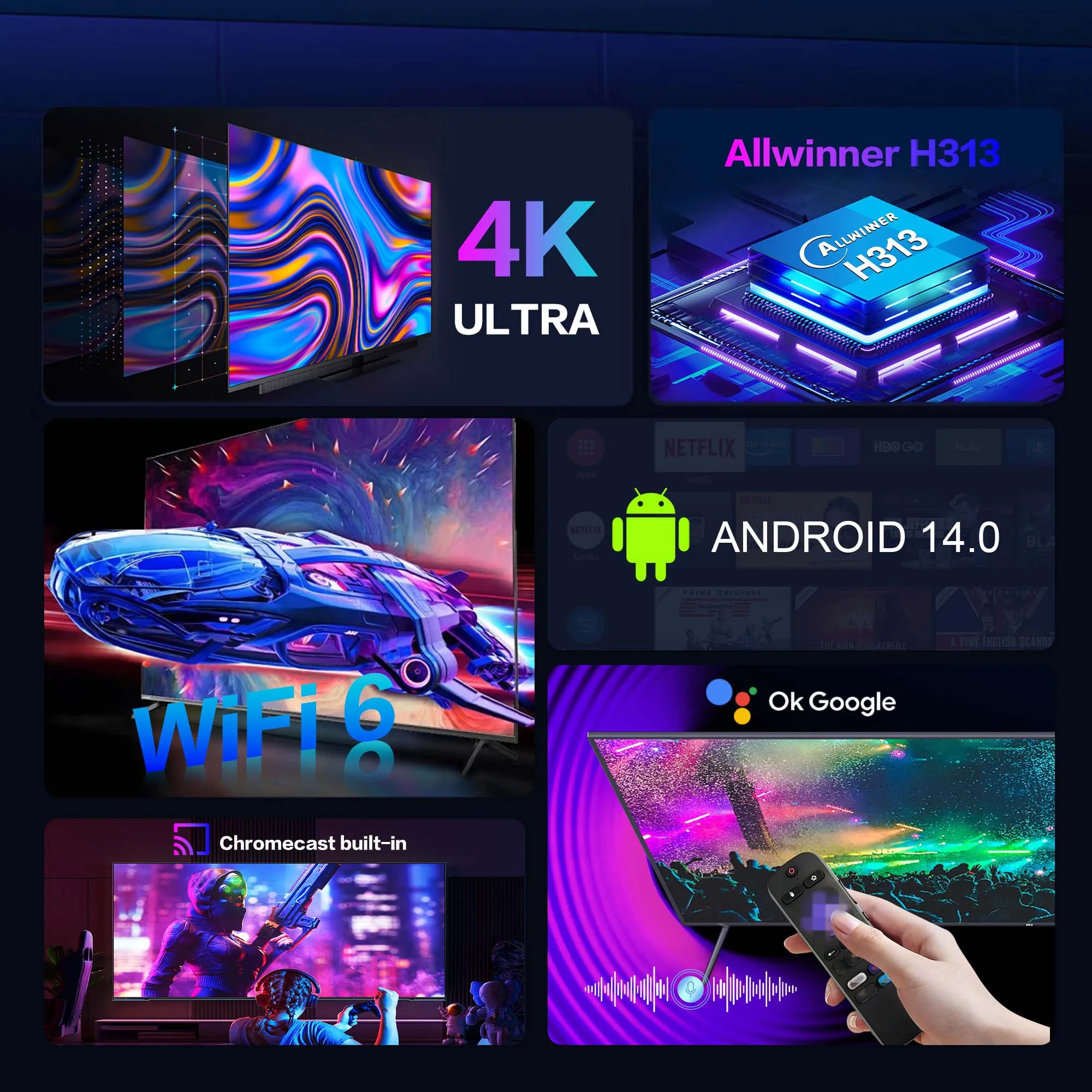 جهاز Mortal Q8 Ultra يعمل بنظام Android 14 TV Stick بدقة Full HD 4K 1080P وواي فاي 6 وNetflix وYoutube TV Dongle وBT5.0 وفك تشفير الفيديو اللاسلكي ومشغل الوسائط