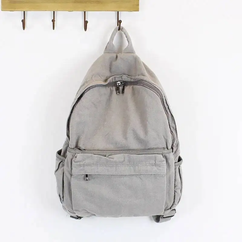 Korean Fashion Washing Water Canvas Shoulder Bag Men And Women Simple Leisure Backpack Sen High School College Students Bag
