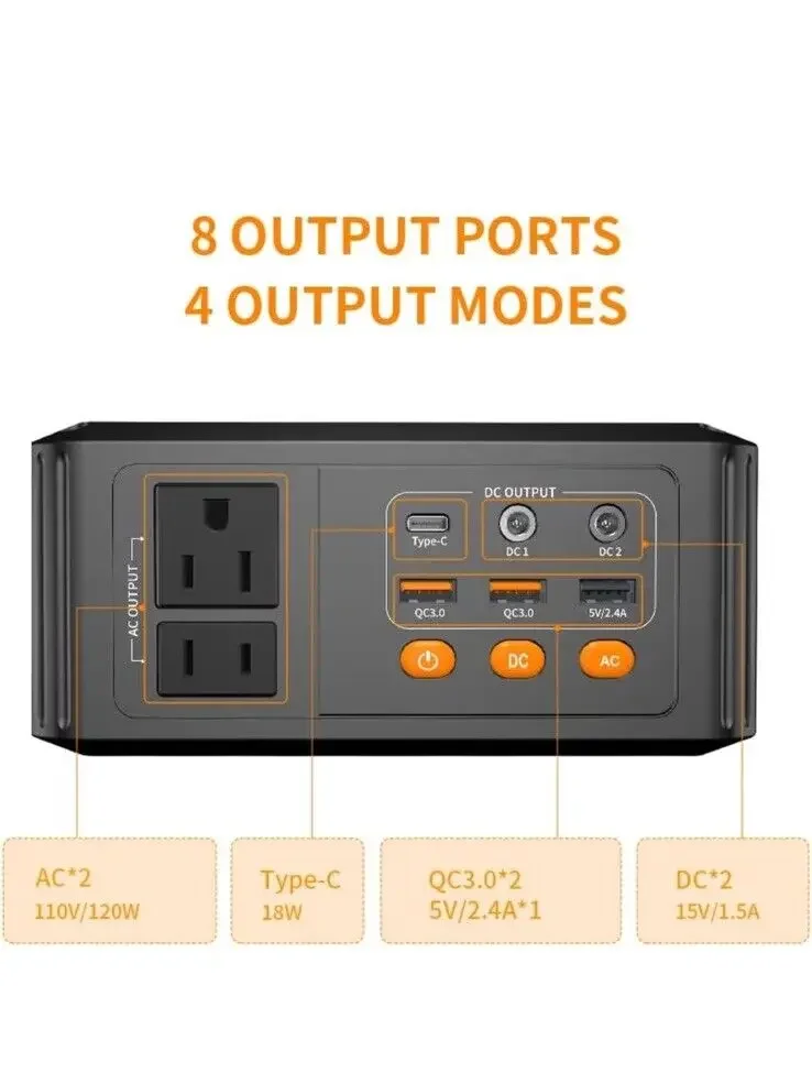 110 V 100W Portable Power Station Solar Generator Panel Mobile Power Outlet Camping Emergency -