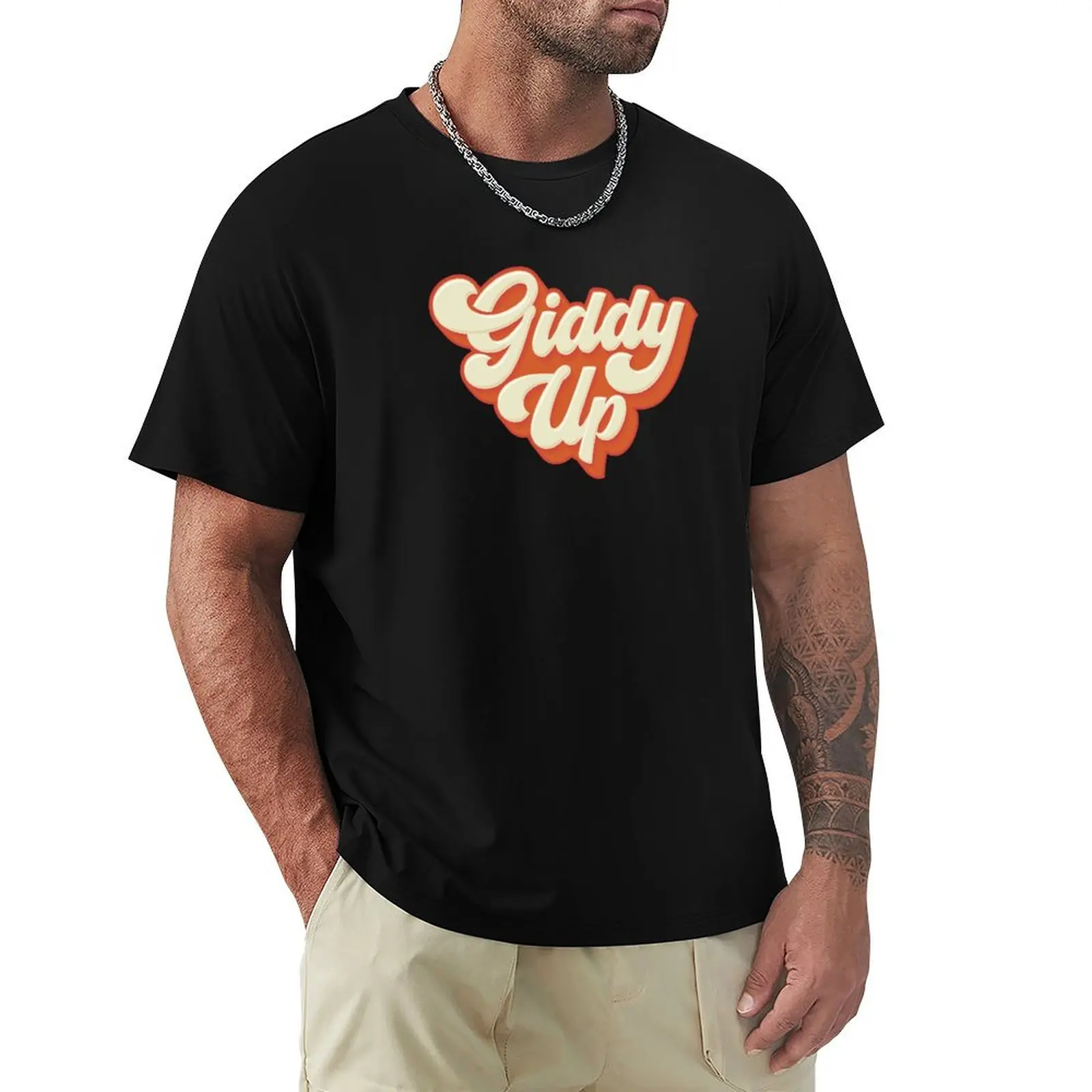 

Giddy Up orange T-Shirt oversized summer top Short sleeve tee men