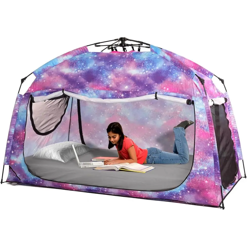

Quick Setup Indoor Privacy Bed Tent, Spacious Twin Size Canopy with 3 Doors