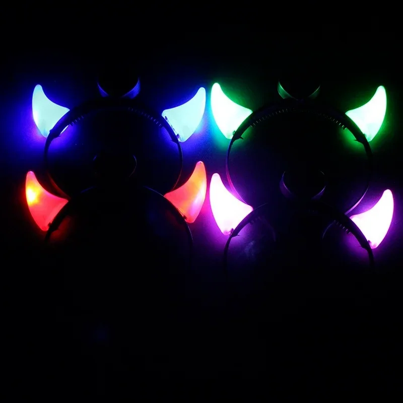 30pcs Kids Adult Light Up LED Devil Horns Hairbands Headbands Birthday  Gift Demon Costume Glow Party Wedding Festival