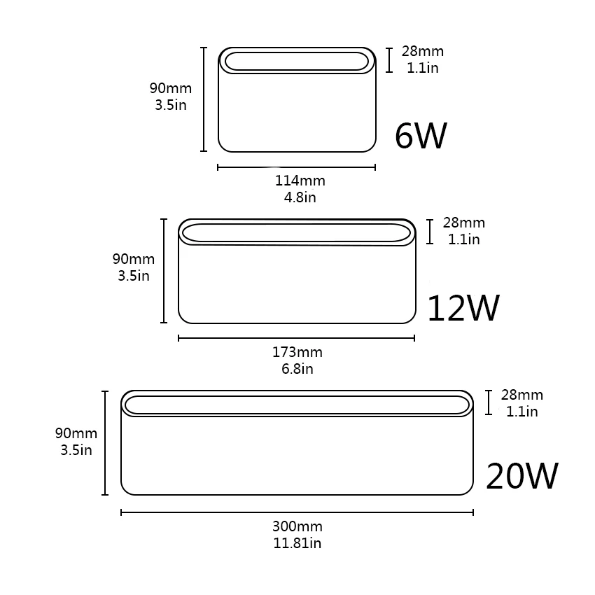 6W 12W 20W LED Outdoor Wall Lamps Waterproof Aluminum Wall Lights Porch Garden Corridor Wall Sconce Indoor Wall Light