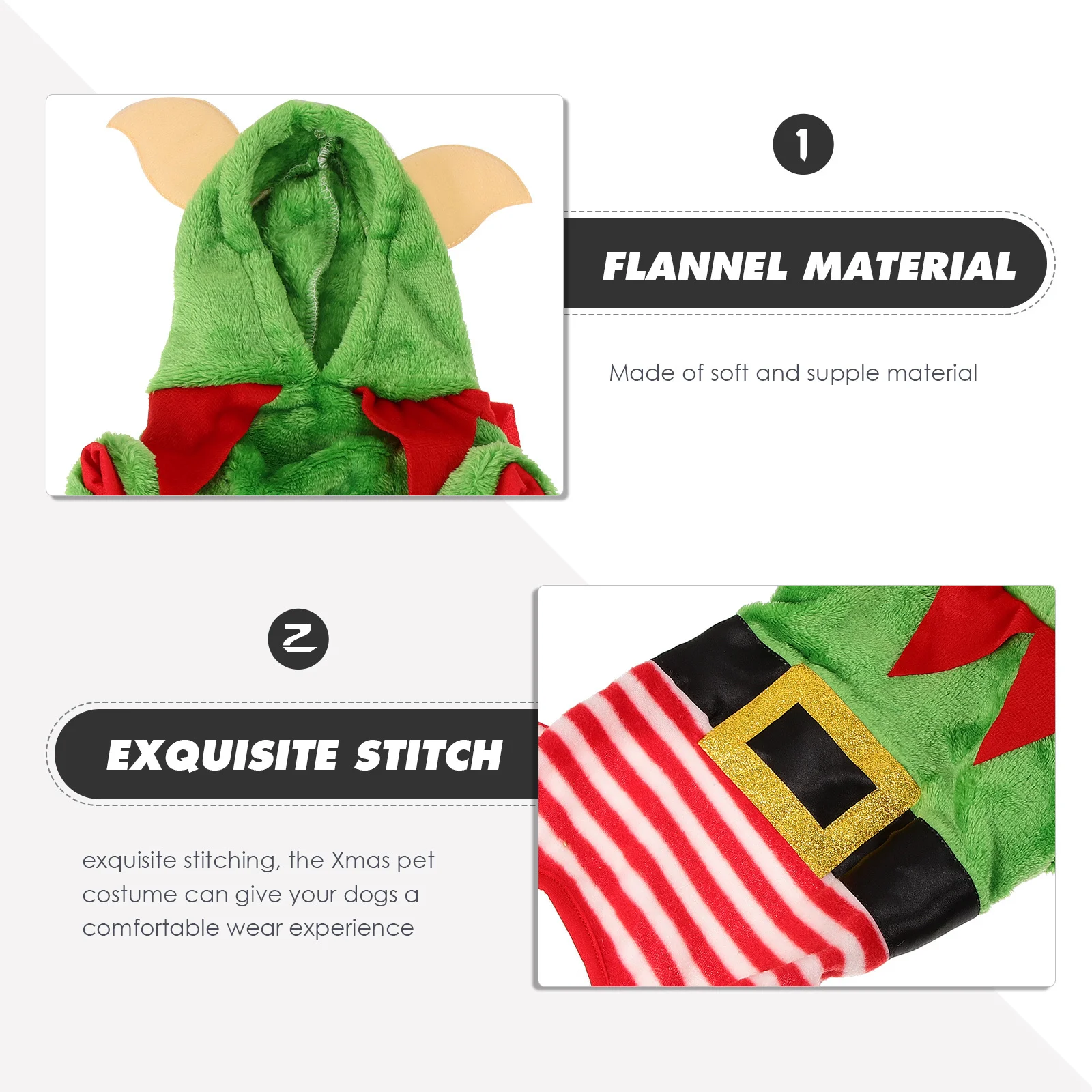 

Christmas Pet Dog Elf Costume Soft Warmth Xmas Party Dog Clothing Durable Comfortable Skin Friendly Pet Christmas Costume