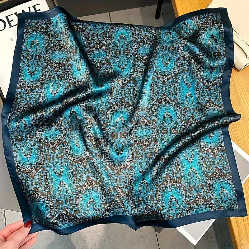 Luxury Paisley Print Square Scarf Hijab Women Satin Silk-like Bandana Headband Neckerchief Female Hair Band Wrap Shawls Foulard