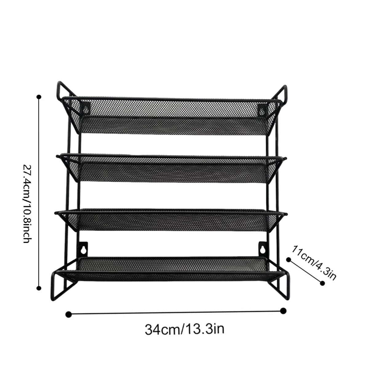 4 Tier Spice Rack Organizer Space-Saving Metal Spice Jar Organizer Seasoning Organizer for Kitchen Cabinet Countertop