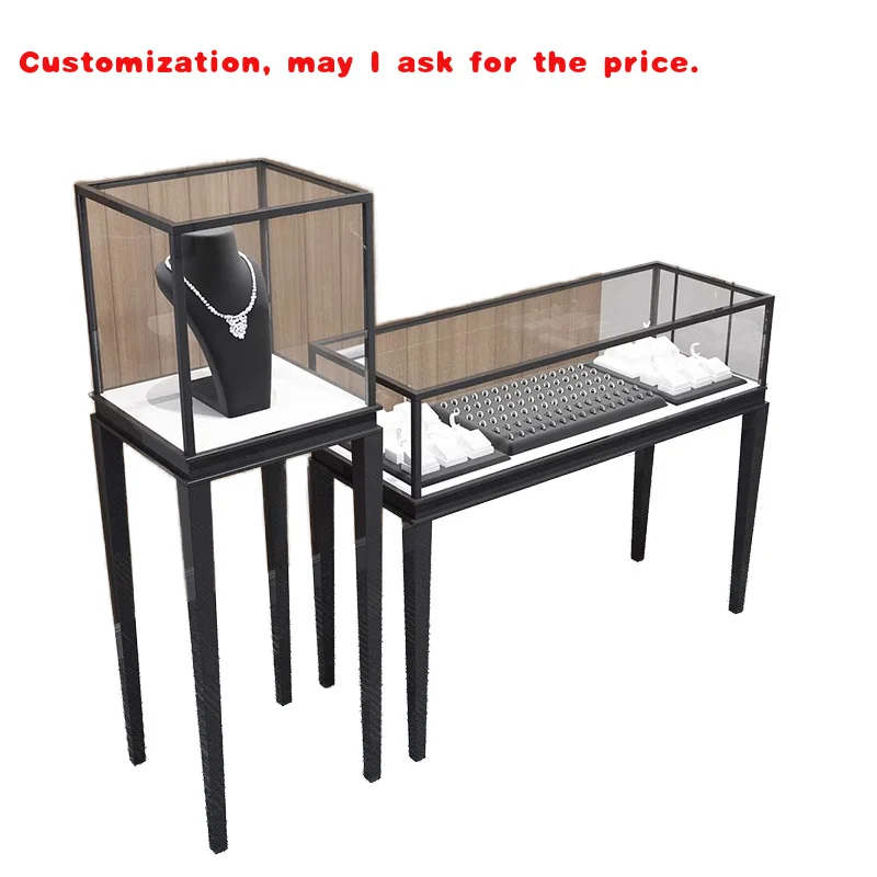 

custom.LED Lighting Jewelry Counter Display Showcase Elegant Jewlery Display Cabinet with Handles