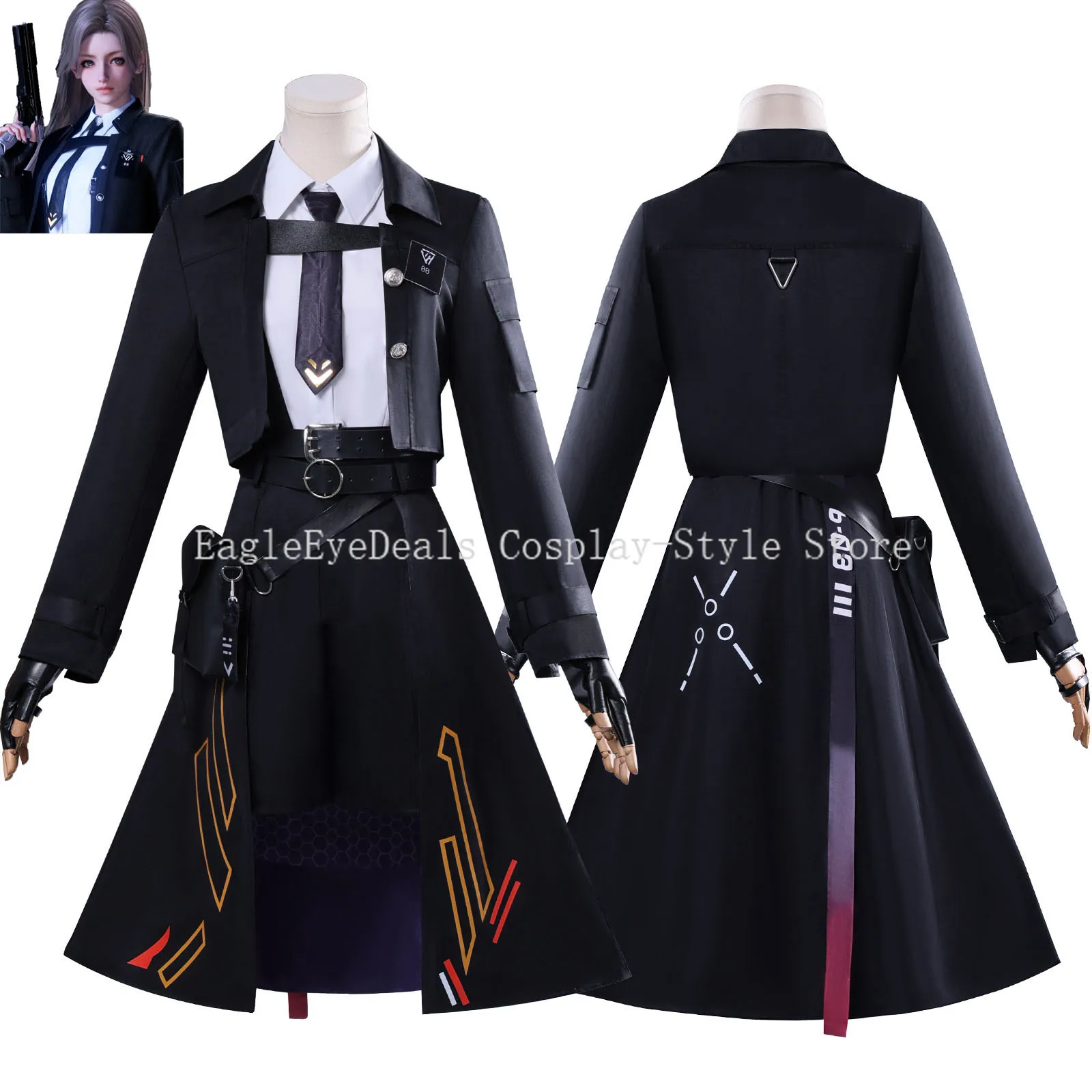 ความรักและ Deepspace Miss Hunters คอสเพลย์เครื่องแต่งกาย Nightbreaker Shadow สีดําชุดอะนิเมะเกม Battle ชุดปาร์ตี้ฮาโลวีน