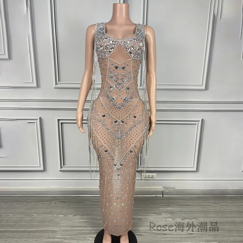 New Luxury Fringe Temperament Slim-fit Dress Party Dinner Banquet Host Fashion Club Evening Wear