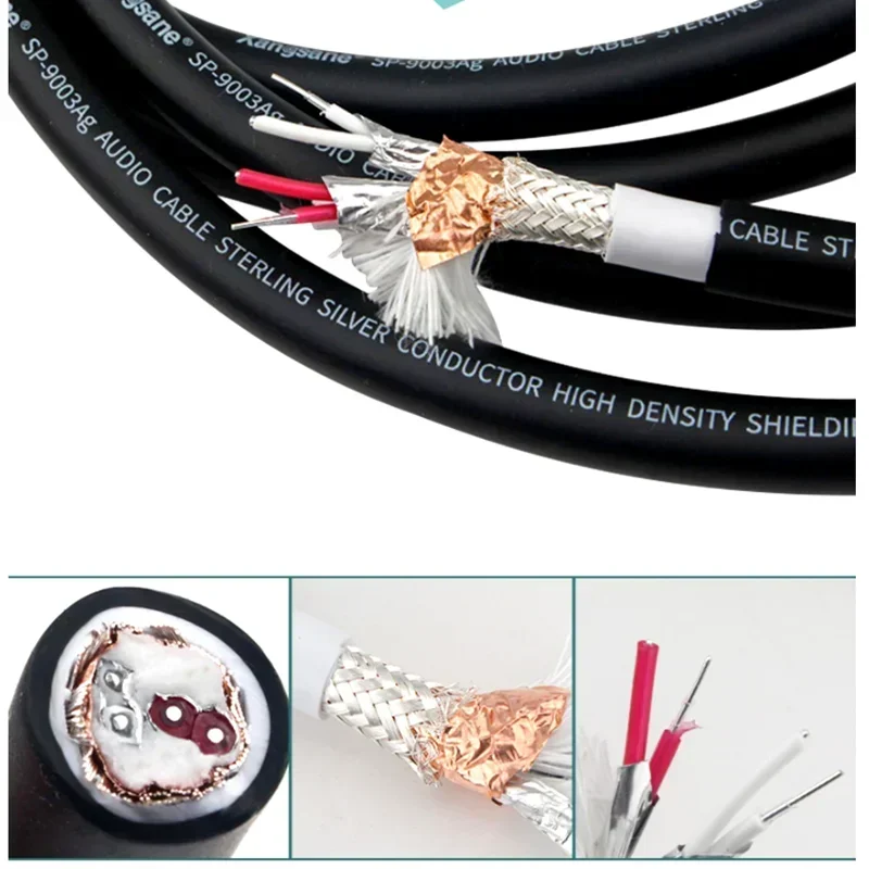 Audiofilski kabel audio HiFi z czystego srebra 4-żyłowy przedłużacz audio linii sygnałowej XLR RCA DIY