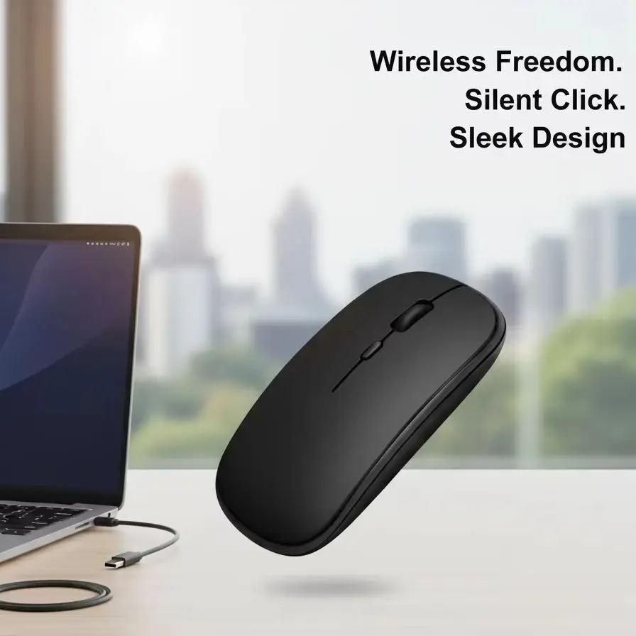 2.4G/Bluetooth Dual-Mode Wireless Rechargeable Mouse 4-Buttons 1600DPI Adjustabl Optical Office Slient Mouse For PC Computer