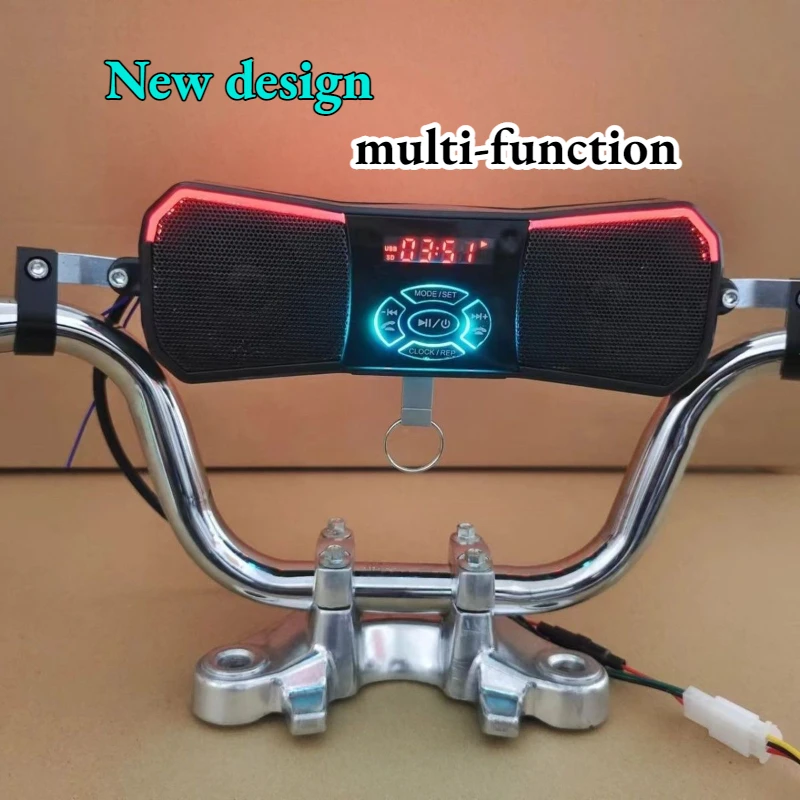 

Motorcycle Audio 12V Remote Control Anti-theft Diaphragm Model with 5.0 Bluetooth Radio USB Anti-theft Alarm Function Speaker