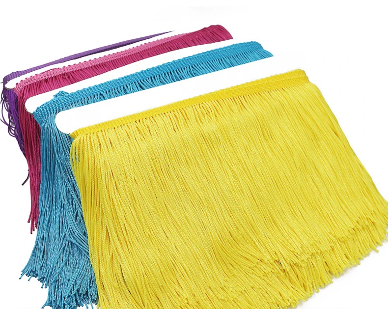 wholesale 10 yards 15cm Long Fringe Lace Tassel Polyester Lace Trim Ribbon Sew Latin Dress Stage Garment Curtain DIY Accessories