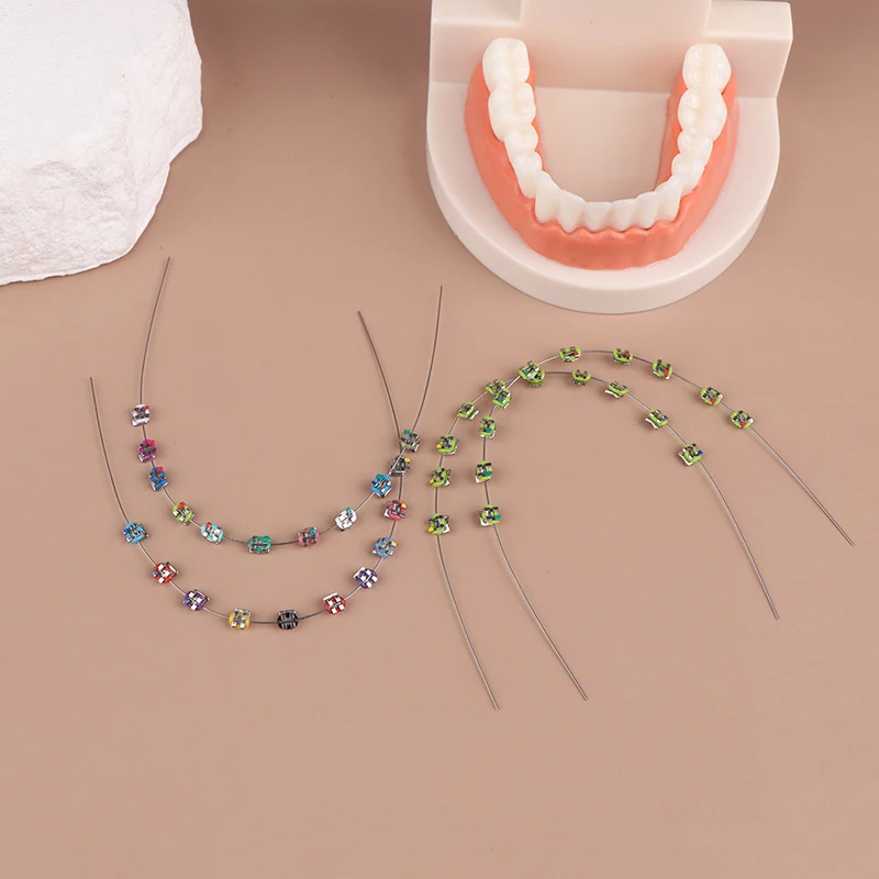 1 Pack/2pcs Temporary Tooth Decoration With Metal Wires Multicolour Metal Bracket Orthodontic Ligature Ties Dentist Material