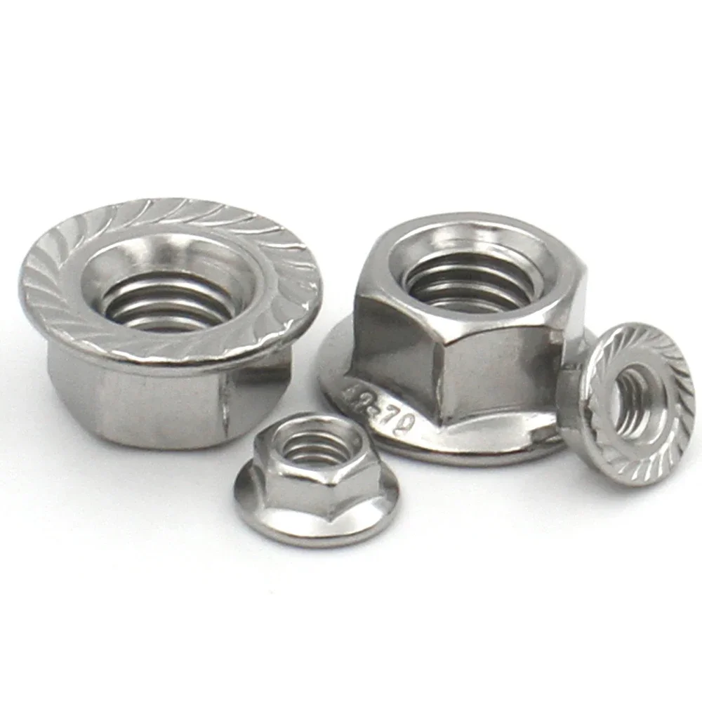 5/10/20/50 шт. M3 M4 M5 M6 M8 M10 M12 A2-70 Нержавеющая сталь 304 DIN6923 Шестигранная шестигранная головка Зубчатый замок с фланцевой гайкой