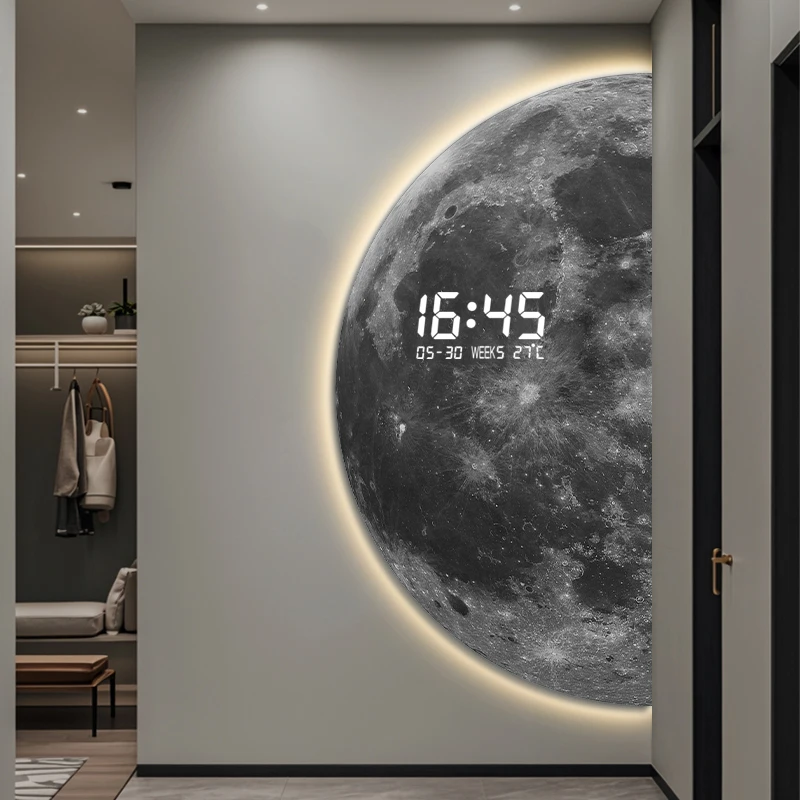 Creative Moon Light Emitting Diode Painting Living Room Background Wall Art Decorative Crystal Porcelain Painting