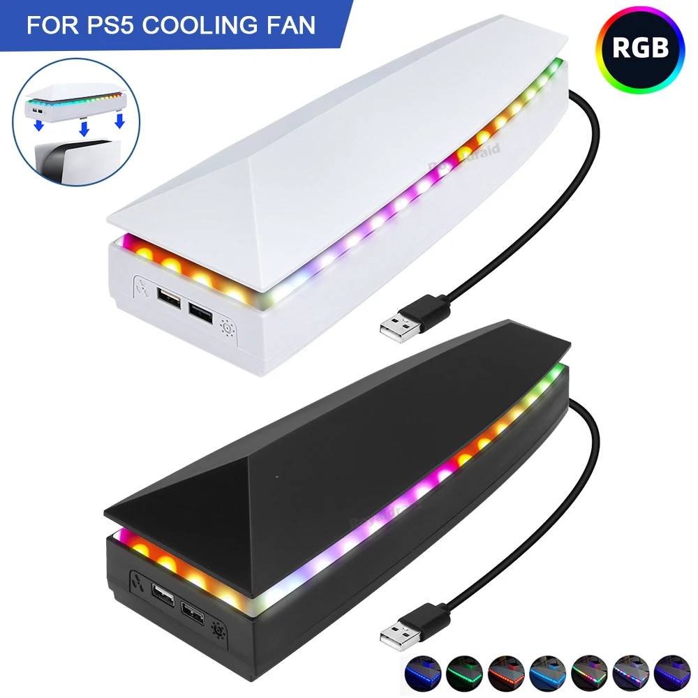 

Новый верхний охлаждающий вентилятор, подставка для игрового кулера, кронштейн с RGB атмосферным цветным светодиодным освещением для консоли PS5 с пылезащитной крышкой