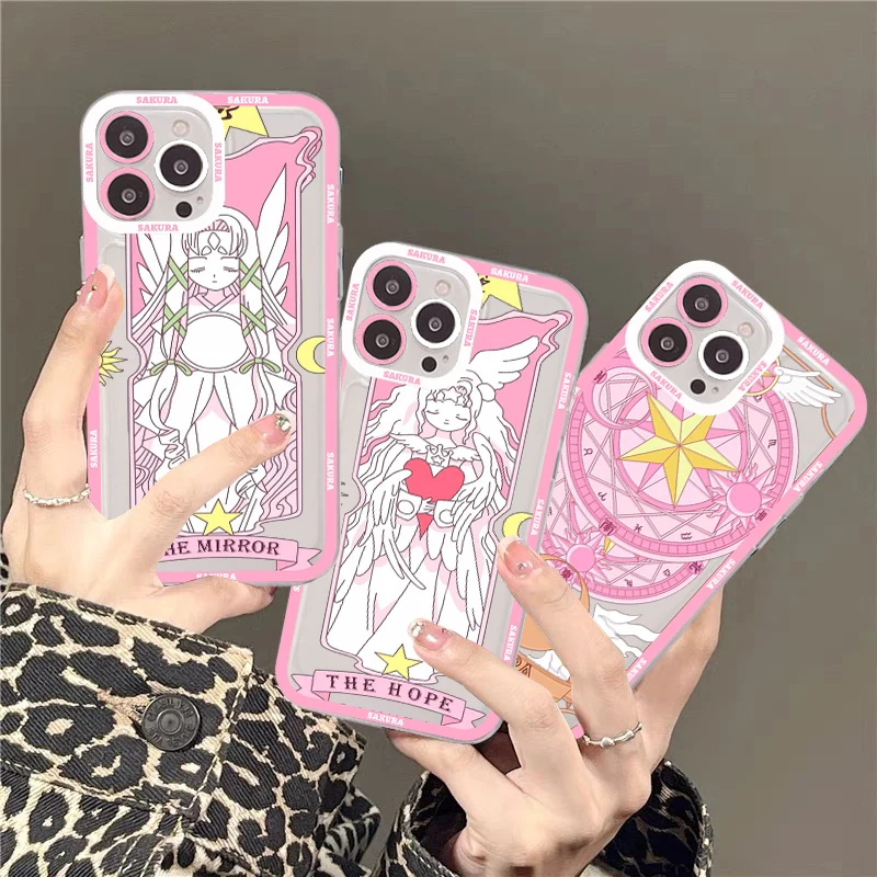 Anime Sakura Phone Case For iPhone 13 14 Pro Max XS XR 12 11 Pro 13 Mini Soft Clear Back Cover