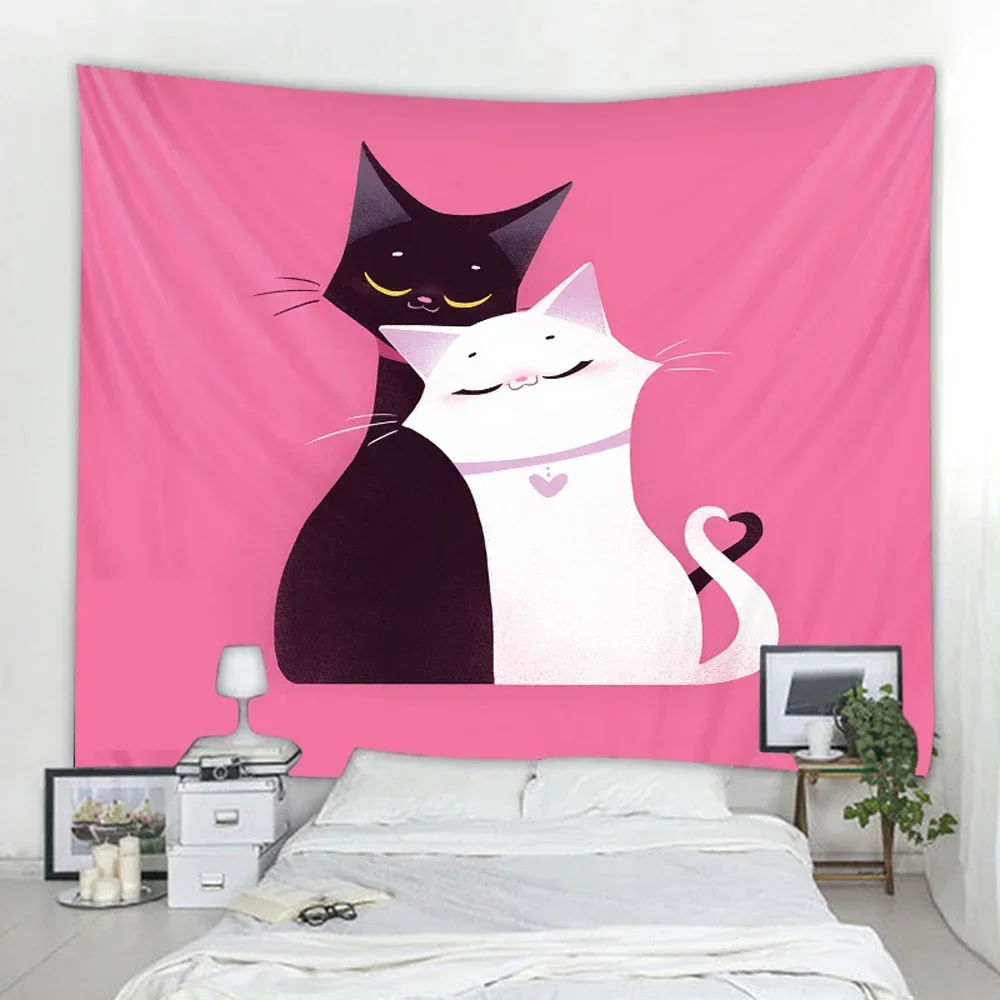 Tenda per coperta d\'arte appesa a casa camera da letto soggiorno divertente decorazione per arazzi da parete per gatti