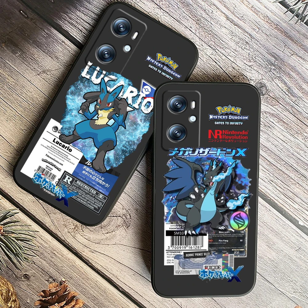 Pokemon Garchomp Snorlax For OPPO Find X6 X5 X3 A54S A5 A94 A16 A53S A57 A74 A72 A98 A78 A96 A9 5G Black Cover Phone Case