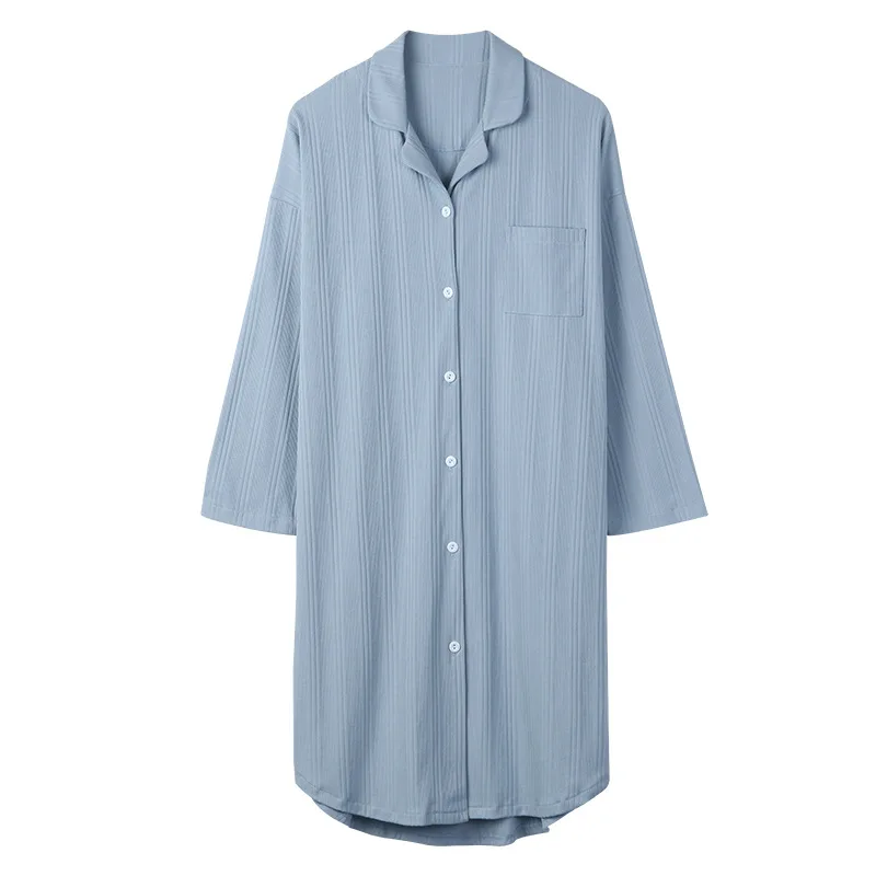 MAIXXX M-4XL Women Nightdress Cotton Robe Nightgown Cardigan Shirt Dress Sleepwear V-neck Pajamas Homewear Clothes Oversize 5561