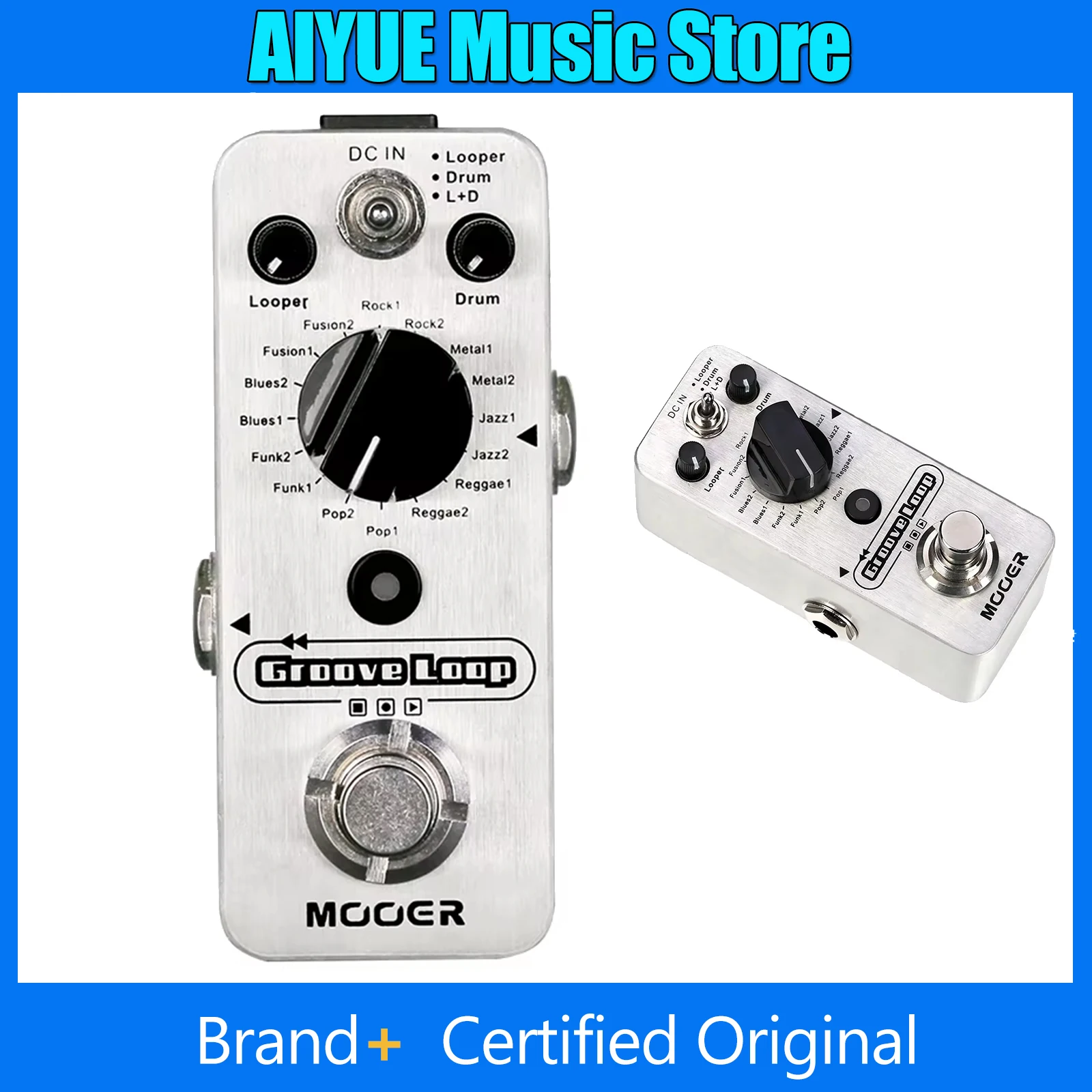

Гитарная педаль эффектов MOOER Groove Loop, драм-машина, лупер, максимальное время записи 20 минут, функция Tap Tempo, компоненты гитарного процессора