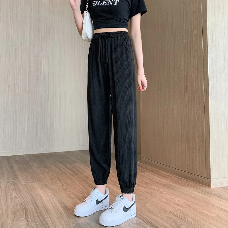 Summer Women Sweatpants Ankle Length Casual Loose Pants Traf High Waisted Pink Streetwear Trousers Y2K Korean Fashion Harajuku