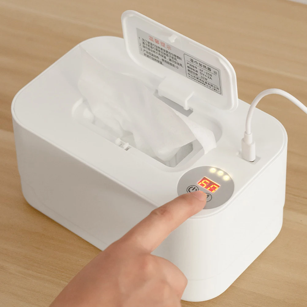 

One Button Heated Wipes Warmer Portable Dispenser Large Capacity Moisture Retention Travel Friendly Smart Temperature