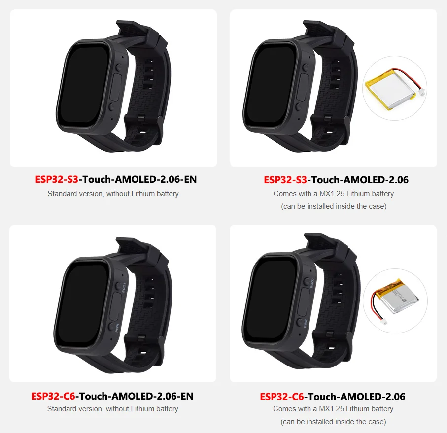 ESP32-C6 Placa de desenvolvimento de relógio de toque AMOLED de 2,06 polegadas ESP32-S3 2.06 polegadas DeepSeek AI Chat de voz
