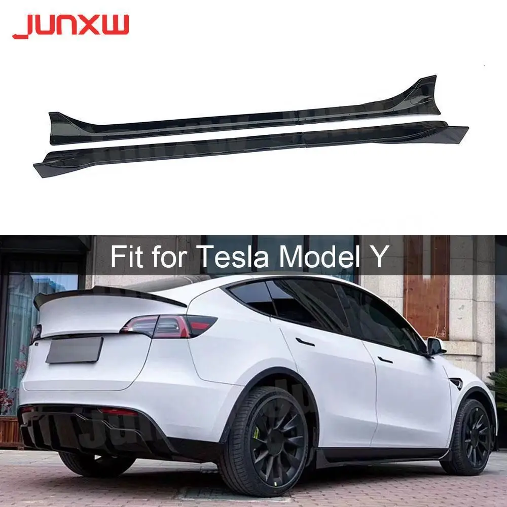 Side Skirts Extension for Tesla Model Y 2021+ Carbon fiber ABS Body Panel Lip Splitter Winglet Aprons