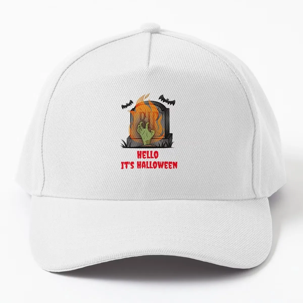 Hello Halloween RIP Baseball Cap, Horror Graphic Design
