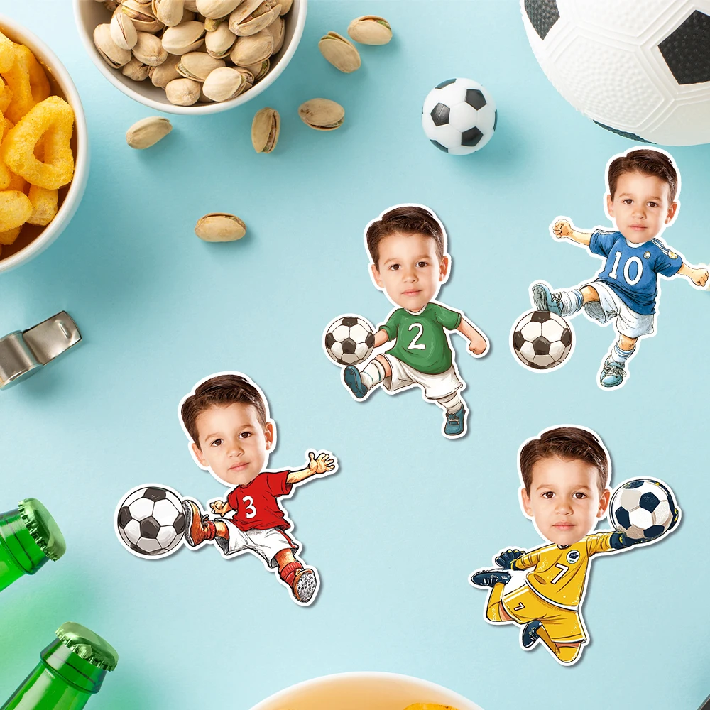 20/40pcs Custom Football Player Face Photo Stickers Personalized Soccer Gift Sealing Labels Sports Themed Birthday Party Decor