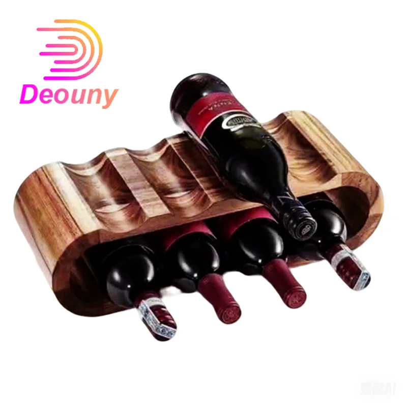 

DEOUNY Wooden Double-layer red wine display Stand, solid wood modern Desktop red wine display Holder Wine Bottles Rack